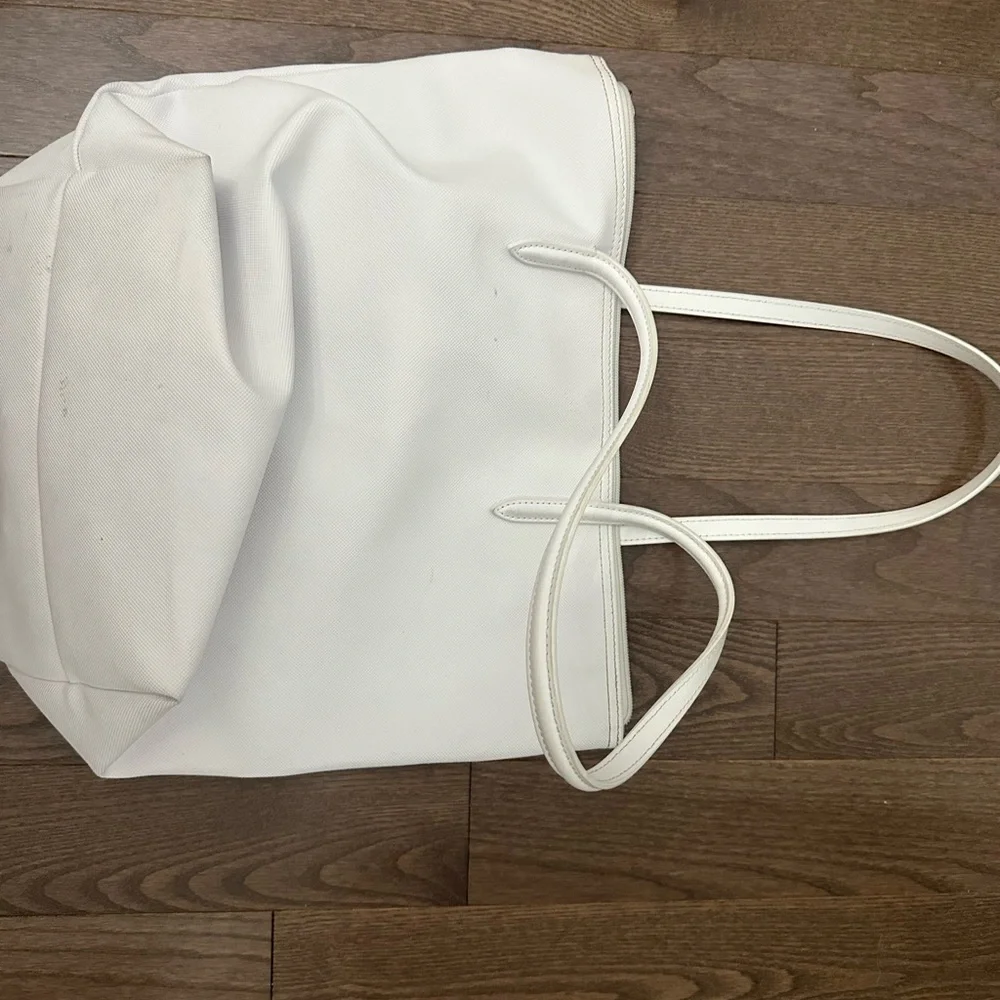 Lacoste White Canvas Tote Bag with Logo - Picture 2 of 2